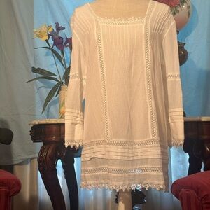 Chico's White Tunic Top with Lace Details
